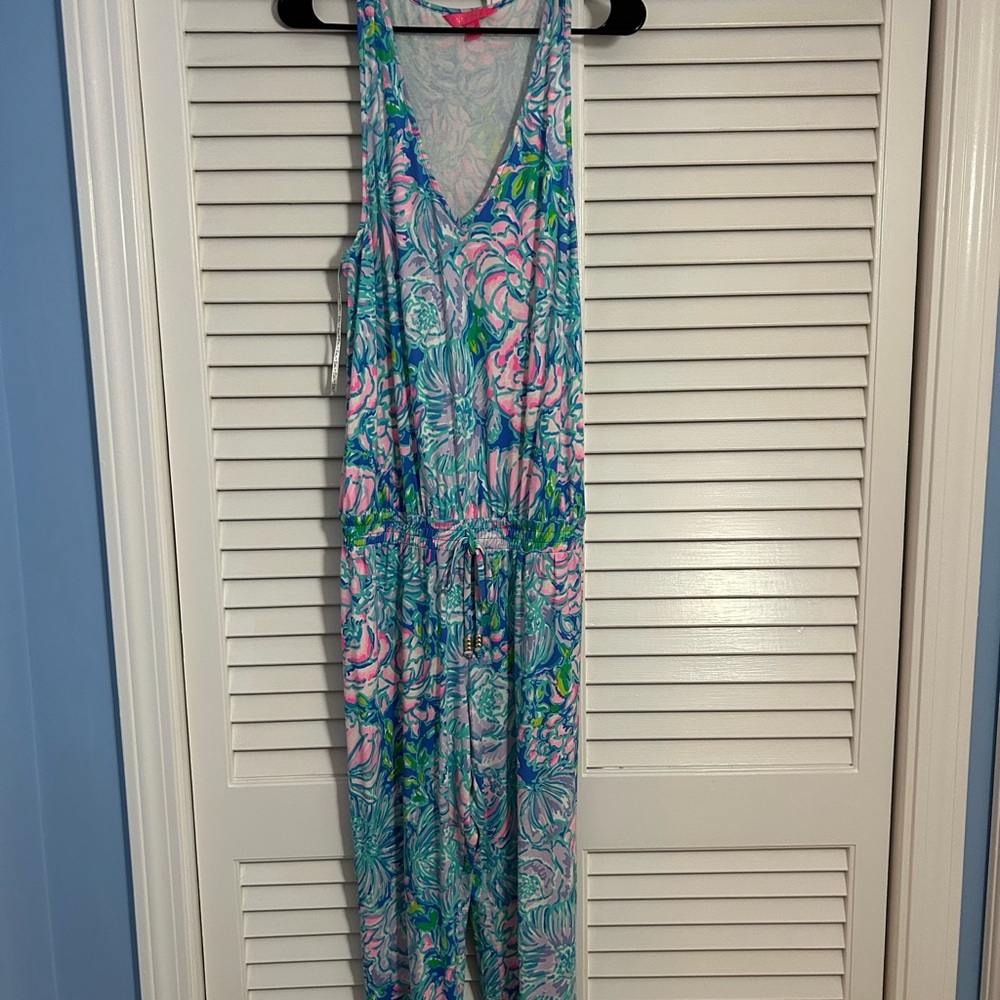 Lilly Pulitzer V-Neck Floral Jumpsuit, szM